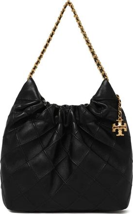 Tory Burch Kira Ruched Small Convertible Schoudertas - Dames - Schoudertassen - Zwart - ONE Size - Leer - Tassen