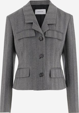 Ferragamo Chevron Blazer met enkele borsten