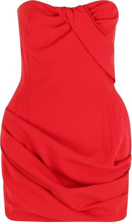 Magda Butrym Strapless Crepe Mini Dress With Padded Draping