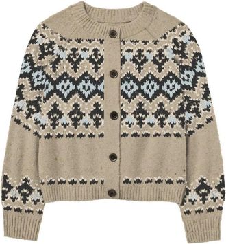 MC2 Saint Barth Cardigan Fair Isle - Dames - Vesten - Beige - S - Truien & Vesten