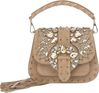 Alma En Pena Studded schoudertas - Dames - Handtassen - Beige - ONE Size - Leer - Tassen