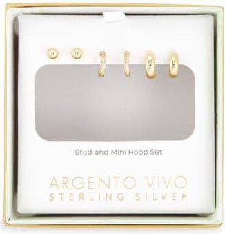 Argento Vivo Pack of 3 Assorted Stud & Hoop Earrings in Gold at Nordstrom Rack