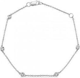 Allurez Diamond Station Bezel Set Bracelet 14k White Gold (0.13ct)