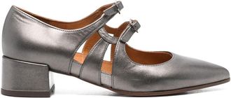 Chie Mihara 30mm Jersey pumps - women - Calf Leather/Calf Leather/Rubber/Patent Calf Leather - 37 1/2 - Silver