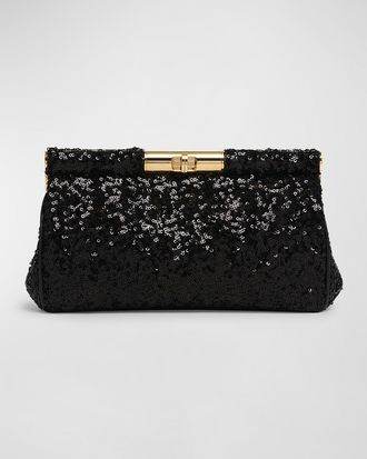 Dolce & Gabbana Marlene Medium Sequined Clutch Bag