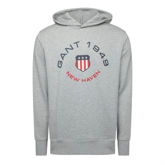 GANT Mens Graph Sweat Hoody in Light Grey - Size X-Large