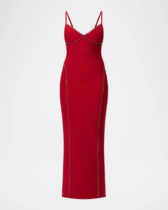 H&eacute;rve L&eacute;ger Daniella Embellished Bandage Gown