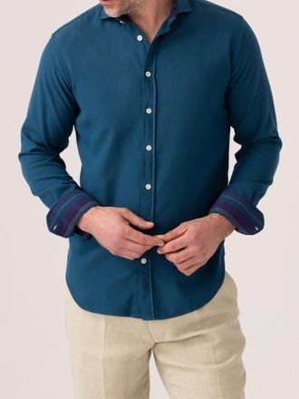 Koy Clothing Kabisa Kikoy Cotton Long Sleeve Shirt in Teal Blue at Nordstrom, Size Xxx-Large