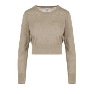 Bomboogie Jersey de lino y algod&oacute;n de manga larga - Knitwear - Mujer - Beige - XS