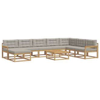 vidaXL Set Di Divani Da Esterno 9 Pz 8-posti Bianco E Grigio Chiaro Vidaxl