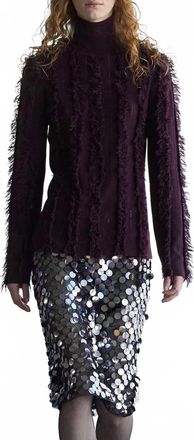 Zankov Nico Shredded Intarsia Turtle Top In Pineau