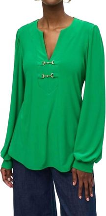 Joseph Ribkoff Silky Knit Flared Top In Envy