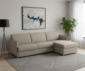Dmora Dmora - Sof&aacute; Fijo Con Pen&iacute;nsula Posina, Sof&aacute; Esquinero Para Sal&oacute;n, Acolchado, Desenfundable, Calidad 100% Made In Italy, 260x160 H90 Cm, T&oacute;rtola