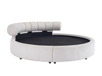Vente-Unique Cama redonda 220 x 220 cm - Tela de rizo - Blanco - ROGILA