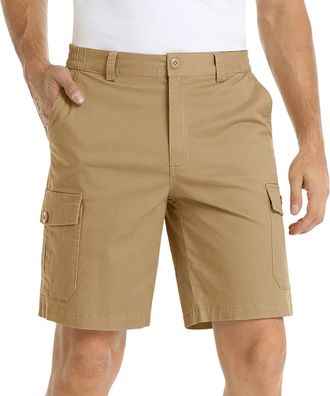 Generic Chino Shorts Men Multi Pack Elasticated Waist Cargo Pants Solid Color Straight-Fit Half Pant Summer Golf Work Short Plus Size Holiday Halfpants Outdoo