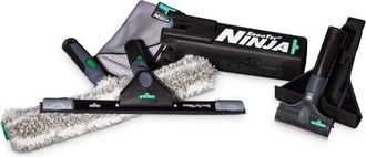 Unger ErgoTec NINJA set completo per la pulizia delle finestre 6 in 1 (incl. lavatrice, tergivetro, panno in microfibra, raschietto per vetro