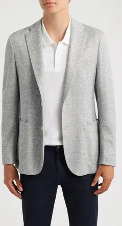 BOSS Hanry Slim Fit Knit Cotton Blend Sport Coat in Open Blue at Nordstrom, Size 44