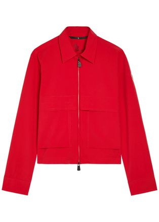 Moncler Logo-appliqu&eacute;d Cropped Shell Overshirt - Red - XS (UK 8 / XS)