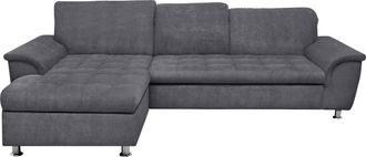 Domo Collection Ecksofa »Franzi Steppung im Sitzbereich B7T/H: 278/162/80 cm, L-Form« mit Kopfteilverstellung, Chenille, dunkelgrau