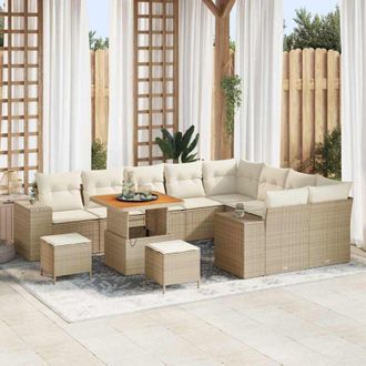 vidaXL Vidaxl - Conjunto De Sof&aacute; De Jard&iacute;n 12 Pcs Beige, Crema 80 X 80 X 71 Cm