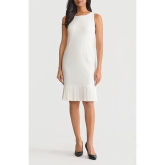 Kasper Pleat Hem Sleeveless Sheath Dress in Vanilla Ice at Nordstrom, Size 18