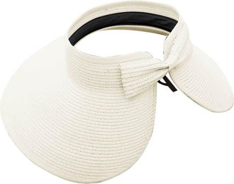 Generic Sun Visor Hats for Women Wide Brim Straw Visors Womens Foldable Beach Visors Summer Roll Up Beach Hat Big Head Sunhat (Beige, One Size)