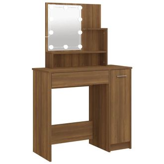 Berkfield Home Dressing Table with LED Brown Oak 86.5x35x136 cm