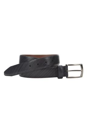 Johnston & Murphy Diagonal Etched Leather Belt in Ash at Nordstrom, Size 32