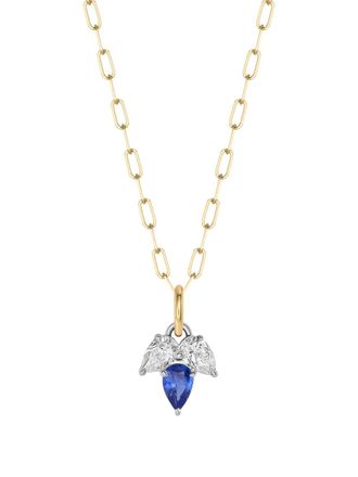 Phillips House 18K yellow gold and platinum Triple Leaf diamond and sapphire necklace
