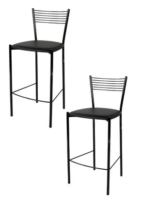 Tommychairs Tommychairs 2 Taburetes Elegance En Acero Negro Asiento Polipiel Negro