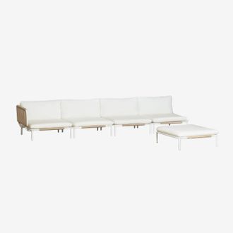 Sklum Conjunto De Jard&iacute;n Con Sof&aacute; Modular Esquinero De 4 Piezas Y Puff En Acero Roubly Sklum
