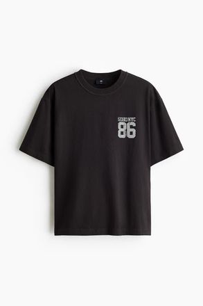 H&M Loose Fit Printed T-shirt in Black/soho Nyc at Nordstrom, Size Large