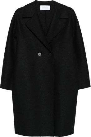 Harris Wharf London Jassen, Dames, Zwart, S, Wol, Elegante Wollen Jas Aw 25