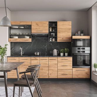 Vicco Mueble De Cocina Fame-line, Oro Power Roble/antracita, 280 Cm, Et Antracita