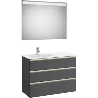 Roca Conjunto De Mueble 3 Cajones, Lavabo Y Espejo Con Led The Gap - Roca Color: Platino Cepillado