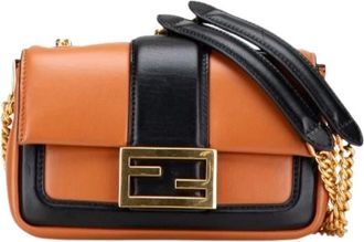 Fendi Pre-owned Shoulder Bags, female, Brown, Size: ONE SIZE Pre-owned Leather Shoulder Bag