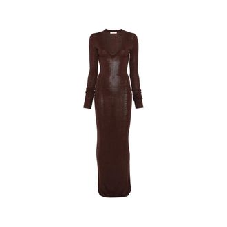 Entire studios Maxi Dresses, female, Brown, Size: XS V-Neck Long-Sleeve Dress