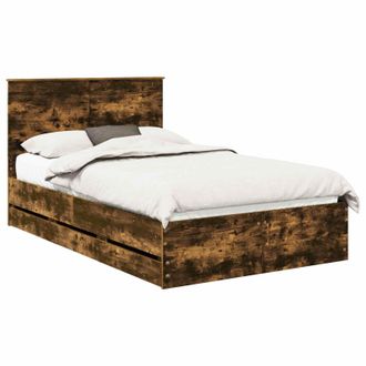 vidaXL Estructura De Cama Roble Ahumado 120 X 190 Cm Madera Ingenieril Vidaxl