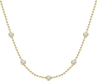 Rachel Glauber 14K Plated Cz Station Necklace