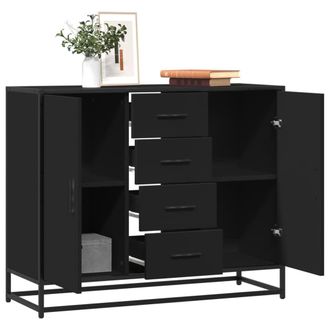 Berkfield Home Sideboard Black 92x35x76 cm Engineered Wood | Size: 92 x 35 x 76 cm