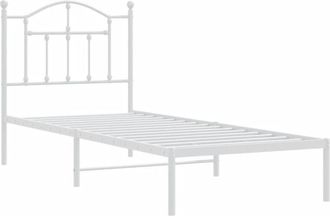 vidaXL Metal Bed Frame without Mattress with Headboard White 80x200cm vidaXL