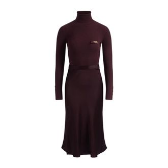 Elisabetta Franchi Gebreide Jurk Merlot Elegante Stijl - Dames - Kleedjes - Rood - M - Kleedjes