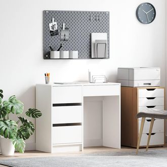 Berkfield Home White Writing Desk White MDF Medium Storage White Writing Desk
