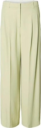 Selected Ellie HW Pant - Dames - Wijde Broeken - Groen - XS - Broeken