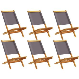 vidaXL Vidaxl - Sillas De Jard&iacute;n Plegables 6 Uds Madera Maciza Y Tela Antracita
