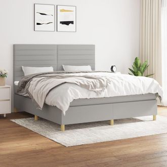 vidaXL Vidaxl - Cama Box Spring Con Colch&oacute;n Tela Gris Claro 160x200 Cm