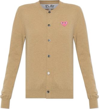 Comme Des Gar&ccedil;ons Wol Cardigan met Logopatch - Dames - Vesten - Beige - M - Wol - Truien & Vesten