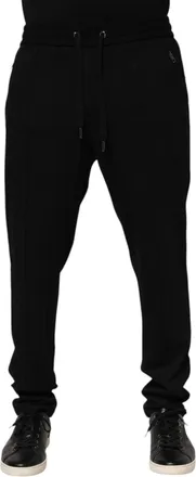 Dolce & Gabbana Mens Logo-Detailed Tapered Joggers Black Rayon Nylon Elastane
