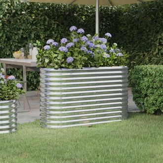 vidaXL Jardinera Arriate Acero Galvanizado Plata 114x40x68 Cm Vidaxl