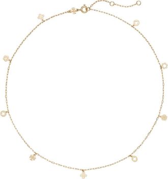 Tory Burch Forget Me Not Charm Station Necklace in Tory Gold at Nordstrom